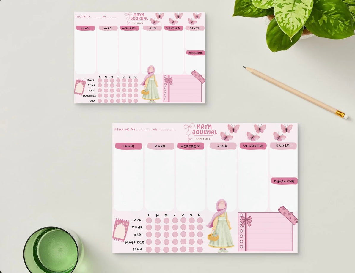 Planner Hebdomadaire Islamique | Suivi des 5 Prières
